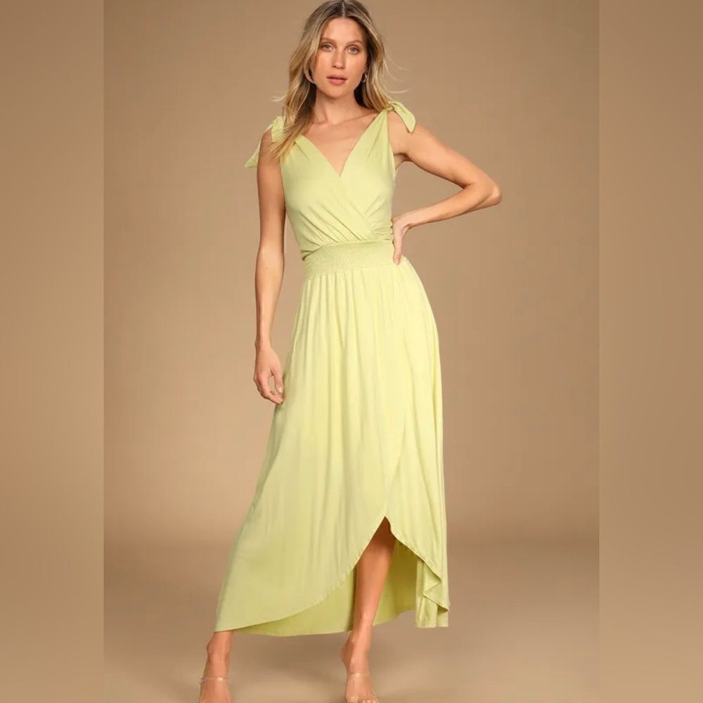 NEW Lulus sweet and serene tie strap pale green high low dress